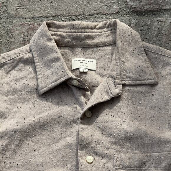 Club Monaco Long Sleeve Button Up Flannel Top Gray Fall Autumn - Picture 5 of 9